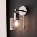 Ebrington Bathroom Wall Light Chrome plate &amp; clear ribbed glass additional 3