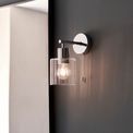 Ebrington Bathroom Wall Light Chrome plate &amp; clear ribbed glass additional 2