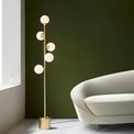 Elfordleigh 5 Light Floor Lamp Satin brass plate &amp; gloss white glass additional 2