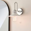 Elham Bathroom Wall Light Chrome plate &amp; gloss white additional 3