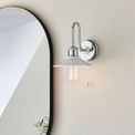 Elham Bathroom Wall Light Chrome plate &amp; gloss white additional 2