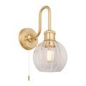 Enfield Bathroom Wall light Satin brass plate &amp; clear ribbed glass additional 1