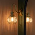 Enfield Bathroom Wall light Satin brass plate &amp; clear ribbed glass additional 2