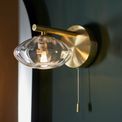 Farndon Bathroom Wall Light Satin brass plate &amp; clear ribbed glass additional 3