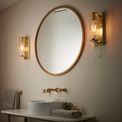 Finchley Bathroom Wall Light Satin brass plate &amp; clear ribbed glass additional 2