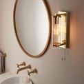Finchley Bathroom Wall Light Dark bronze paint &amp; clear ribbed glass additional 3