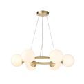 Elfordleigh 6 Light Pendant Satin brass plate &amp; gloss white glass additional 1