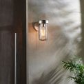 Forton Outdoor Wall Light Brushed silver finish &amp; clear glass additional 2