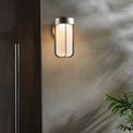 Forton Outdoor Wall Light Brushed silver finish &amp; frosted glass additional 2