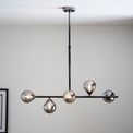 Elfordleigh 5 Light Pendant Black chrome plate &amp; smoked mirror glass additional 3