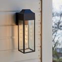 Ganton Outdoor Wall light Matt black &amp; clear glass additional 2