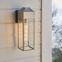 Ganton Outdoor Wall light Brushed silver finish, matt black &amp; clear glass additional 2