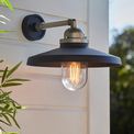 Glapwell Outdoor Wall light Matt black &amp; brushed silver finish with clear glass additional 3