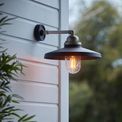 Glapwell Outdoor Wall light Matt black &amp; brushed silver finish with clear glass additional 2