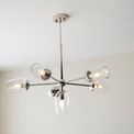 Glasson 6 Light Pendant Bright nickel plate &amp; clear glass additional 3