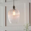 Golborne Pendant Bright nickel plate &amp; clear ribbed glass additional 3