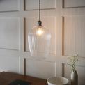 Golborne Large Pendant Bright nickel plate &amp; clear ribbed glass additional 2