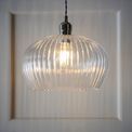 Golborne Medium Pendant Bright nickel plate &amp; clear ribbed glass additional 3
