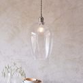 Golborne Large Pendant Bright nickel plate &amp; clear hammered glass additional 3