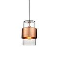 Goswick Pendant Hammered copper plate &amp; textured clear glass additional 1