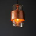 Goswick Pendant Hammered copper plate &amp; textured clear glass additional 3