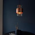 Goswick Pendant Hammered copper plate &amp; textured clear glass additional 2
