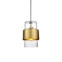 Goswick Pendant Hammered brass plate &amp; textured clear glass additional 1