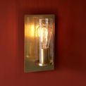 Goswick Wall Light Hammered brass plate &amp; textured clear glass additional 3