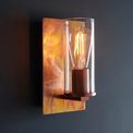 Goswick Wall Light Copper patina plate &amp; clear glass additional 3