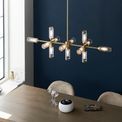 Greasby 13 Light Bar Pendant Satin brass plate with clear &amp; frosted glass additional 2