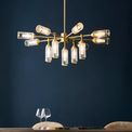 Greasby 13 Light Pendant Satin brass plate with clear &amp; frosted glass additional 2