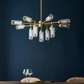 Greasby 13 Light Pendant Satin brass plate with clear &amp; frosted glass additional 3