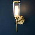 Greasby Wall light Satin brass plate with clear &amp; frosted glass additional 3