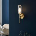 Greasby Wall light Satin brass plate with clear &amp; frosted glass additional 2