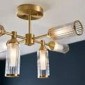 Greasby 6 Light Semi-Flush Ceiling Light in Satin Brass with Clear &amp; Frosted Glass additional 4