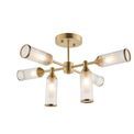 Greasby 6 Light Semi flush light Satin brass plate with clear &amp; frosted glass additional 1
