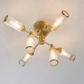 Greasby 6 Light Semi flush light Satin brass plate with clear &amp; frosted glass additional 2