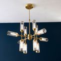 Greasby 12 Light Pendant Satin brass plate with clear &amp; frosted glass additional 3