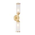 Greasby 2 Light Wall light Satin brass plate with clear &amp; frosted glass additional 1
