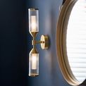 Greasby 2 Light Wall light Satin brass plate with clear &amp; frosted glass additional 2
