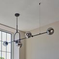 Grinton 5 Light Pendant Matt black &amp; smoked mirror glass additional 2