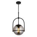 Grinton Single Light Pendant Matt black &amp; smoked mirror glass additional 1