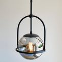 Grinton Single Light Pendant Matt black &amp; smoked mirror glass additional 3