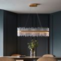 Grange Linear Pendant Brushed gold plated finish &amp; clear glass additional 3