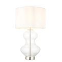 Hadleigh Table Lamp Bright nickel plate &amp; clear glass with vintage white fabric additional 1