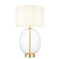Hadleigh Table Lamp Satin brass plate &amp; clear glass with vintage white fabric additional 1