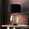 Hadleigh Glass &amp; Matt Black Paint with Black Cotton Fabric Clear Table Lamp additional 3
