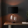 Hadleigh Glass &amp; Matt Black Paint with Black Cotton Fabric Clear Table Lamp additional 2