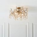 Hamilton 3 Light Semi Flush Aged gold paint &amp; champagne lustre glass additional 3