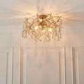 Hamilton 3 Light Semi Flush Aged gold paint &amp; champagne lustre glass additional 2